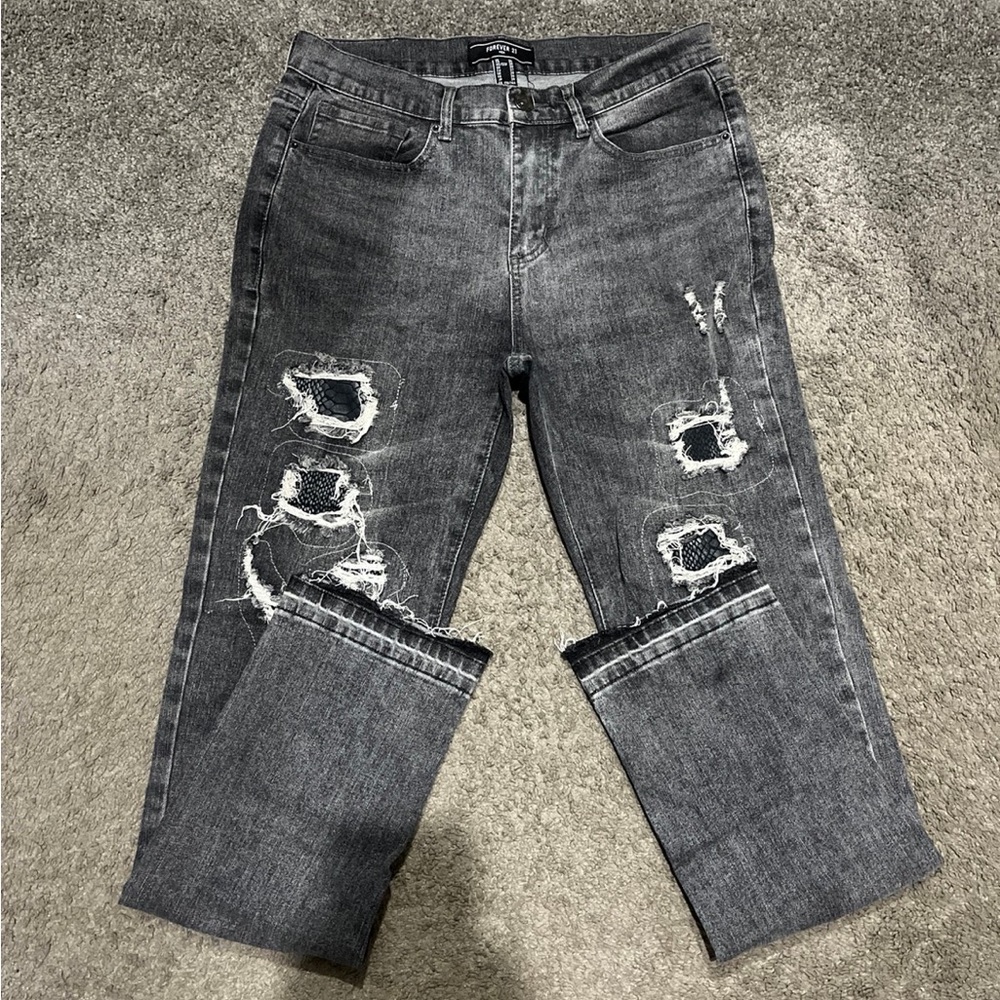 Forever 21 Distressed Gray Men's Jeans